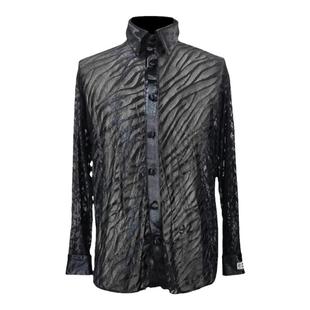 皇朝拉丁舞服衬衣立体斑马纹上衣男士拉丁舞练功服表演服MA1239