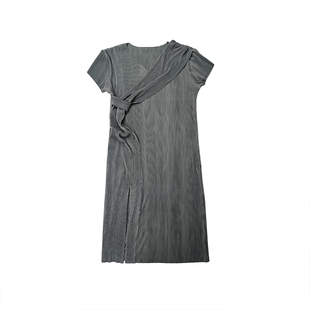 PEIPEI佩佩孕妇装 设计师款三宅压褶宽松显瘦大码夏装高定连衣裙