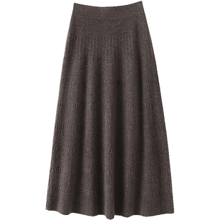 启超口碑之作！！纯山羊绒半身裙子女长款A字针织伞裙加厚秋冬