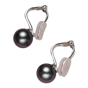 大溪地黑珍珠耳夹无耳洞女天然海水正圆强光法式复古耳饰高级耳钉