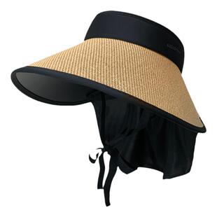 加大帽檐防晒帽子女款2026新款夏季草编空顶遮阳帽防紫外线太阳帽