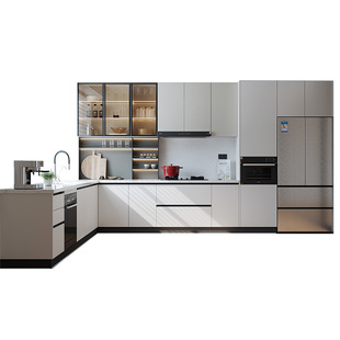 欧派橱柜定制家用整体厨房厨柜灶台一体柜开放式石英石台面定做