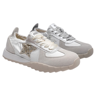 月芽儿春季新款软底德训鞋女运动鞋百搭舒适轻薄圆头休闲板鞋