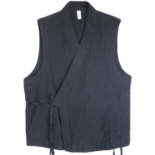 古石后原创布衣新中式马甲女款亚麻交领改良汉服百搭国风坎肩背心