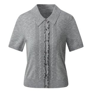 直降5折|歌莉娅女装针织短袖女2025新款夏季通勤穿搭高知T恤上衣