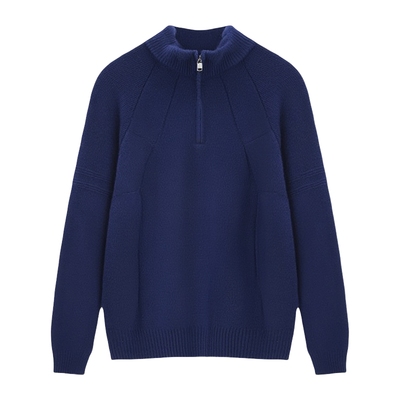 针织衫毛衣绵羊毛半拉链立领