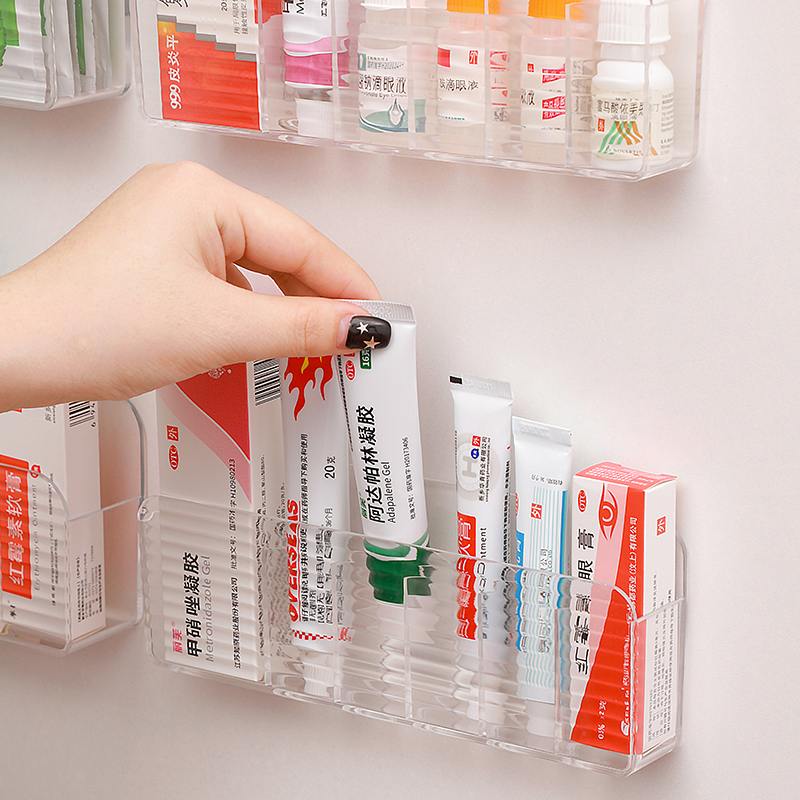 小药箱药物收纳盒壁挂药品置物架药膏温度计分格整理盒家用亚克力