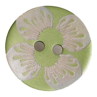 20mm一颗价英国Textile Garden写意角堇类绿花朵贝壳纽扣