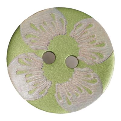 写意角堇类绿花朵贝壳纽扣