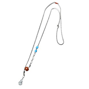 纯银原创设计南红绿松多宝细链万能链长项链颈链首饰百搭珠宝配饰