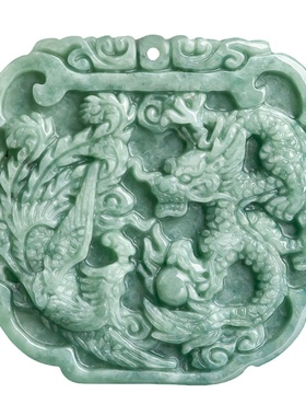 纯天然翡翠龙凤呈祥情侣吊坠挂件