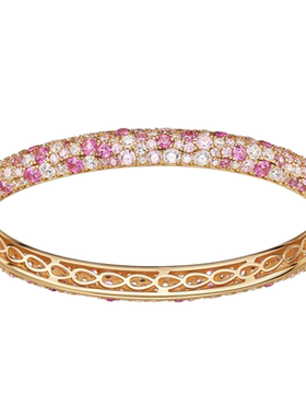 渐变粉钻满天星手镯女925银镀金