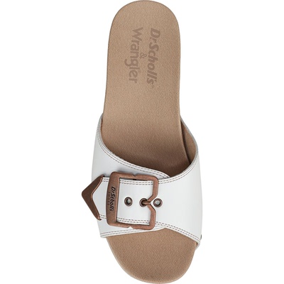 美国Dr. Scholl's牛皮真皮防水台舒适吸汗木屐跟拖鞋穆勒鞋女凉鞋