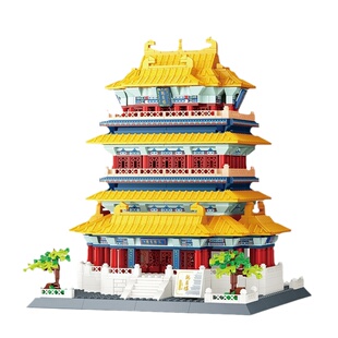 古迪积木儿童益智力拼装四大名楼玩具男孩拼插拼图鹳雀楼模型礼物