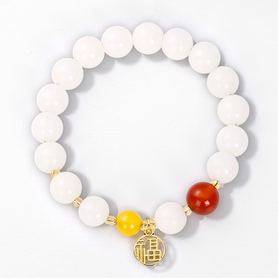 杭州灵隐白玉菩提手串女南瓜莲花白菩提根平安好运闺蜜多宝手链男