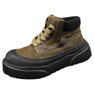 高帮男鞋春季复古百搭厚底增高马丁靴男款青少年运动休闲工装板鞋