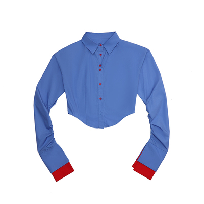 哟酷酷（天才女友）小众设计可拆卸撞色袖时尚百搭显瘦开衫衬衣女