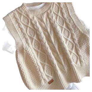 韩系时尚复古简约麻烦针织马甲2025秋冬款休闲减龄甜美毛衣背心潮