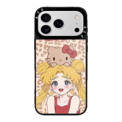 CASETiFiY联名豹纹黑皮Hellokitty美少女苹果17pro适用iPhone16promax卡通15手机壳14Plus磁吸13华强北平替女