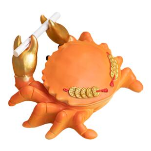 招财螃蟹烟灰缸家用客厅创意可爱带盖防飞灰烟盅高端大气上档次