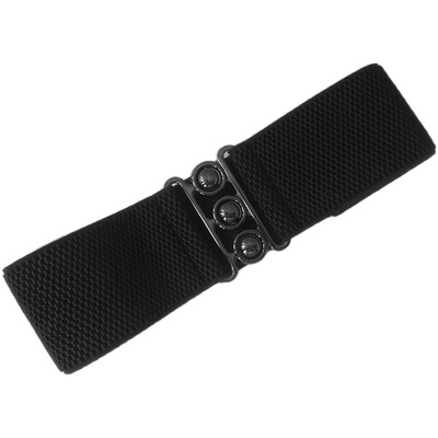 黑色大衣封外配饰松紧弹力宽腰带