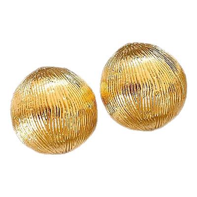 金色纹理弧形耳钉高级感气质耳饰