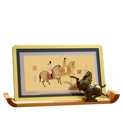 2026年新款实木铜马装饰摆件台历