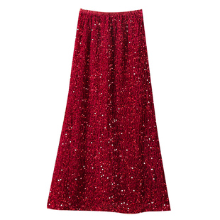 绝美好看亮片闪闪丝绒鱼尾裙半身裙女秋冬2025新款包臀裙长裙半裙