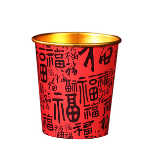 2026马年新款春节加厚纸杯一次性新年过年福字金箔杯子家用批发