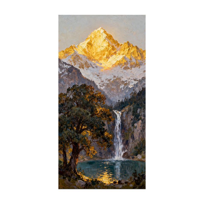 白鹿艺术纯手绘油画聚宝盆风景画