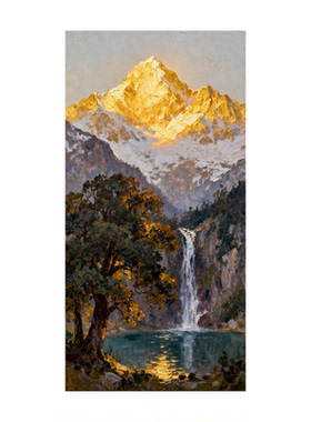 白鹿艺术纯手绘油画聚宝盆风景画
