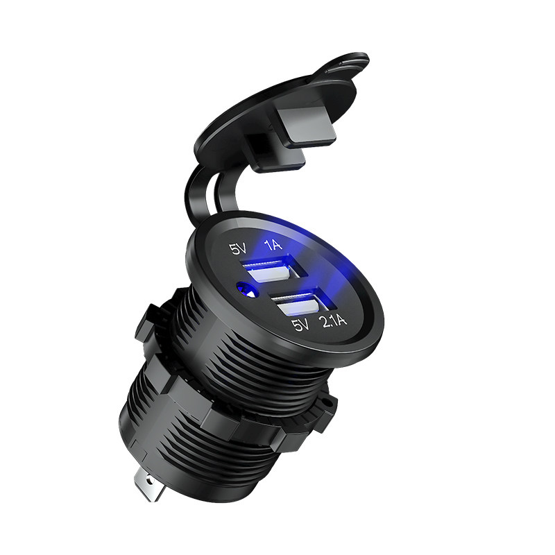 汽车改装usb充电接口摩托车加装车充手机快充12V-24v款车载充电器