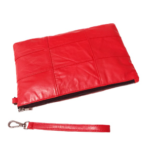 红花银桦 手抓包男款真皮 男软皮 绵羊皮九宫格信封包 手拿长包