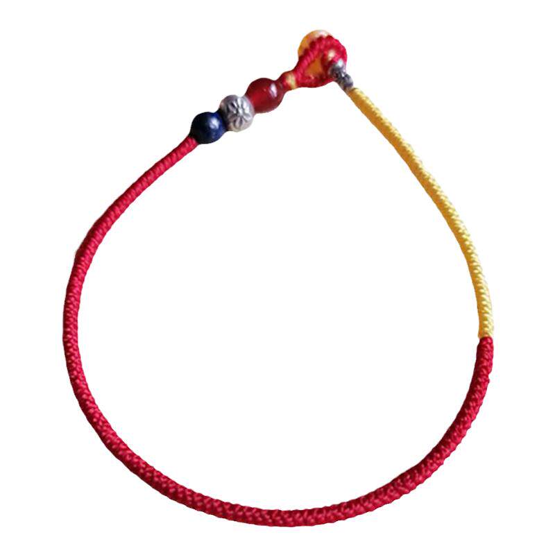 灵犀青金石泰银手工精编灰色本命年金刚结手链情侣红绳手绳可换色