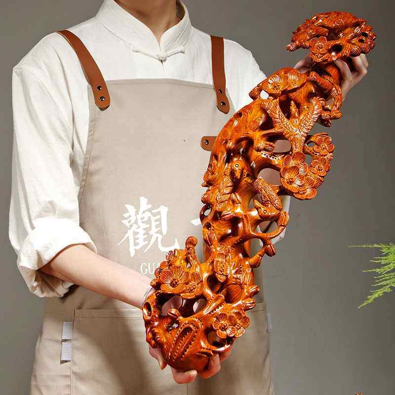 花梨木雕刻喜上眉梢如意摆件红木家居客厅装饰工艺品开业乔迁礼品