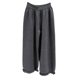 秒发!浣熊羊毛花苞裤韩国设计师25秋冬宽松加厚花边休闲灯笼裤女