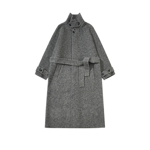 【李斯丹妮同款】散养文化「衍川」长款大衣 绵羊毛混纺外套冬季