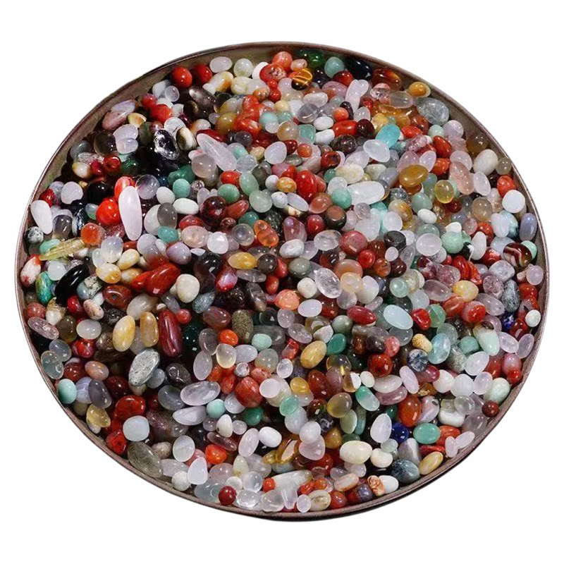 雨花石原石天然鹅卵石花盆栽五彩石头多肉铺面彩色小石子鱼缸造景