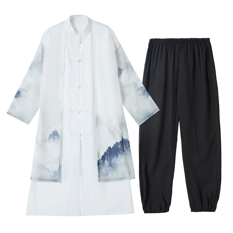 男童汉服春夏新款太极服中式改良服装飘逸中国风水墨武术表演出服