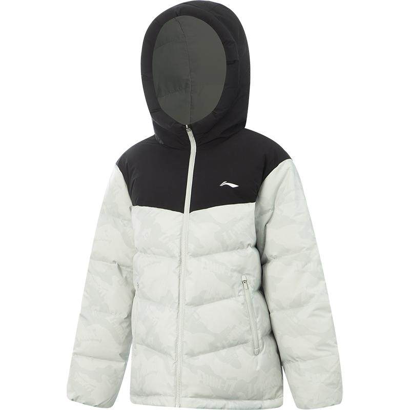 李宁儿童短款羽绒服男大童2025新款外套连帽防泼水冬装鸭绒运动服