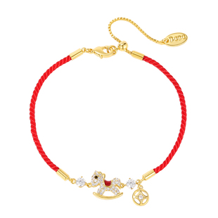 DODOGOGO满钻小马红绳手链女2026新款马年生肖手饰红色新年手绳