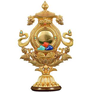 藏村.八瑞物铜鎏金客厅用品用品供具七珍八宝吉祥摆件组合供品