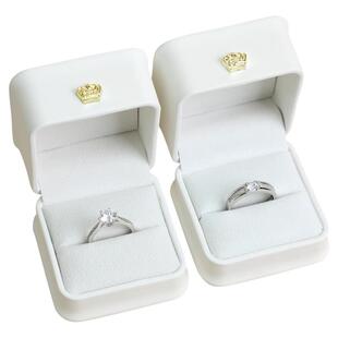 新款结婚对戒两个白色盒子装仿真活口可调节戒指情侣婚礼求婚道具