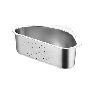 304不锈钢水槽三角沥水篮厨房水池洗菜剩饭过滤抹布海绵置物架子