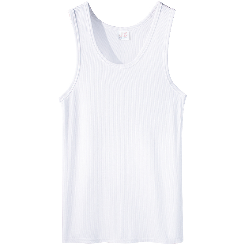 浪莎男士纯棉背心男款运动修身粗螺纹高弹力健身男式打底100%全棉
