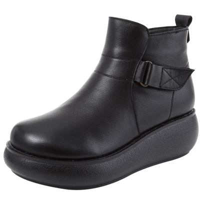 真皮冬季加绒防滑女士小短靴