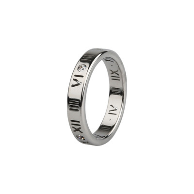 镶钻罗马数字钛钢戒指