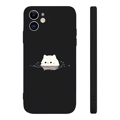 泡澡猫咪液态硅胶多机型手机壳