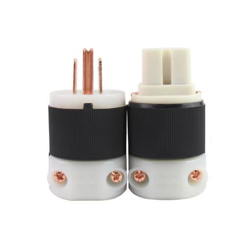 声弦荷宝美标紫铜 电源线插头 插尾 发烧音响DIY公插头 母尾插