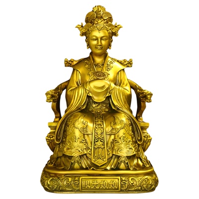 纯黄铜眼光娘娘家用供奉摆件客厅